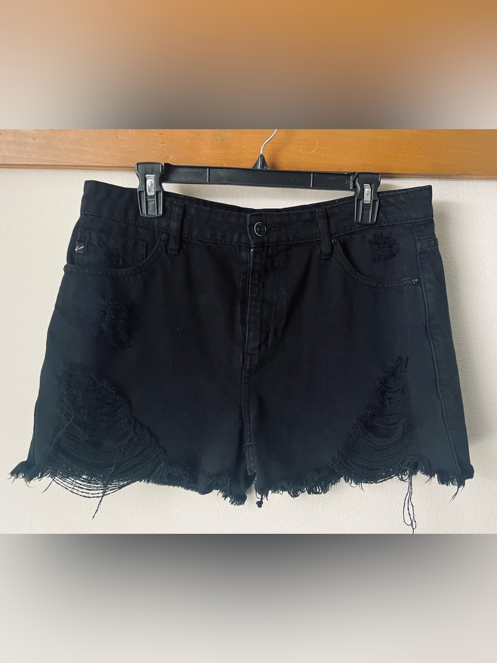 KanCan Black Distressed High-Rise Denim Shorts Size 11/29